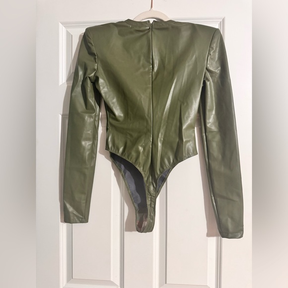 Ivy Park Olive Green Faux Leather Bodysuit - Picture 4 of 6